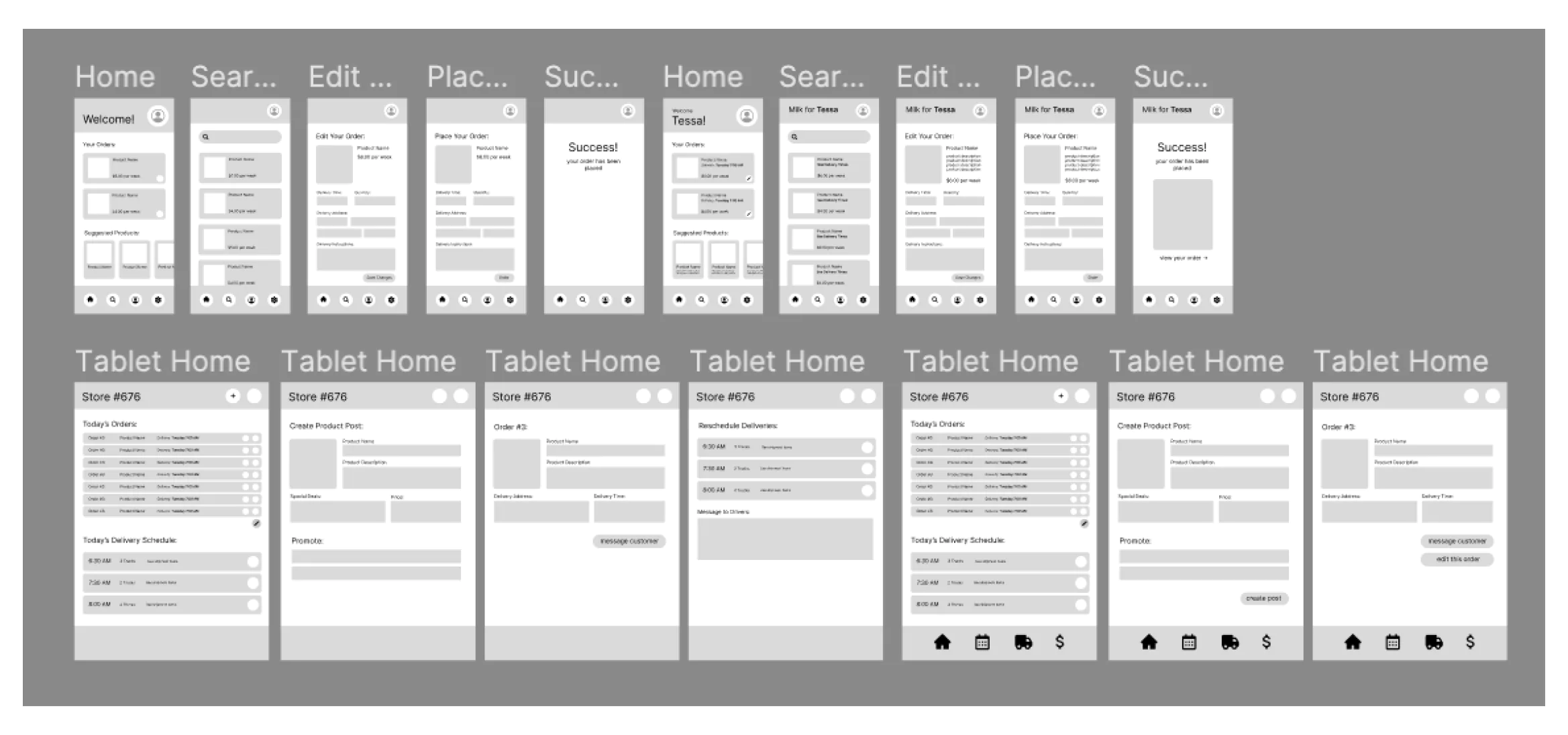 Image of gray screen wireframes